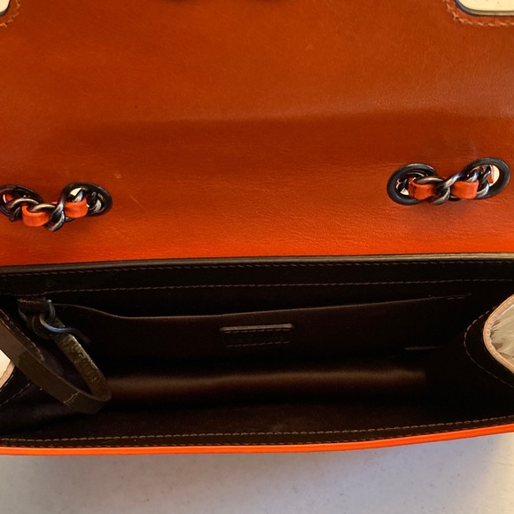 Moschino Chic Patent Chocolate & Orange Mini Bag - Picture 5 of 12